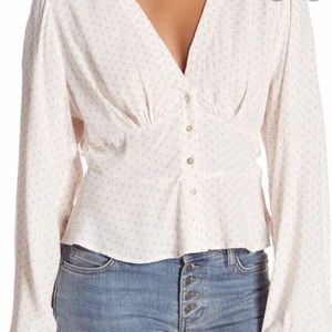 Free people polka dot long sleeve blouse